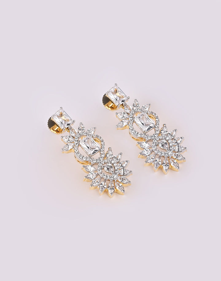 Gold Plated Earring Embellished With Diamond Stone