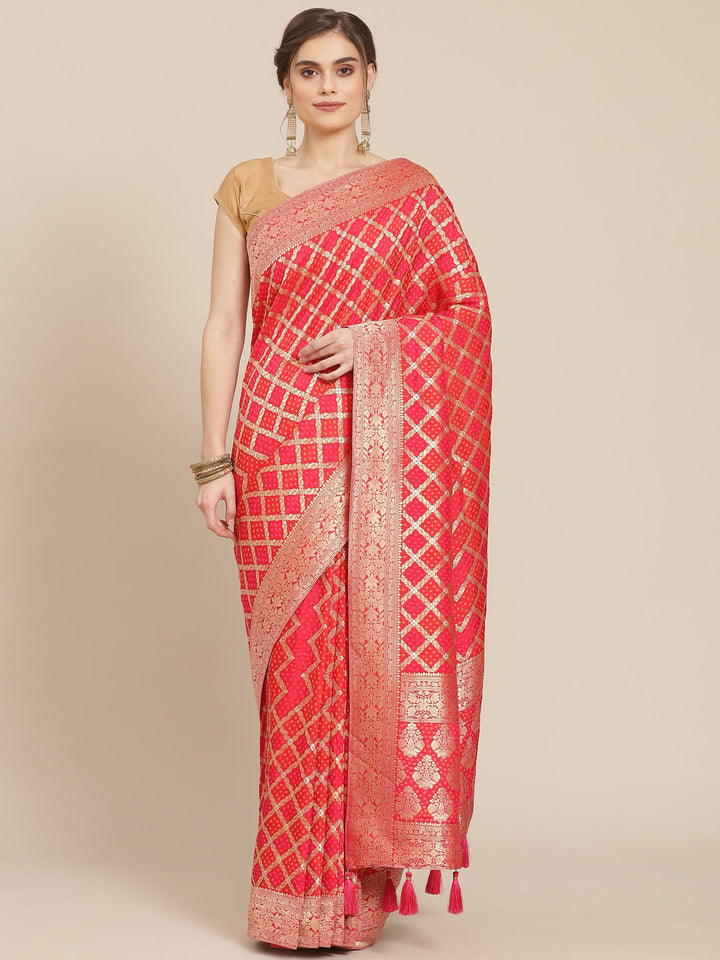 Banarasi Art rani red Handloom