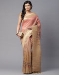 Floral Printed Cotton Linen Saree