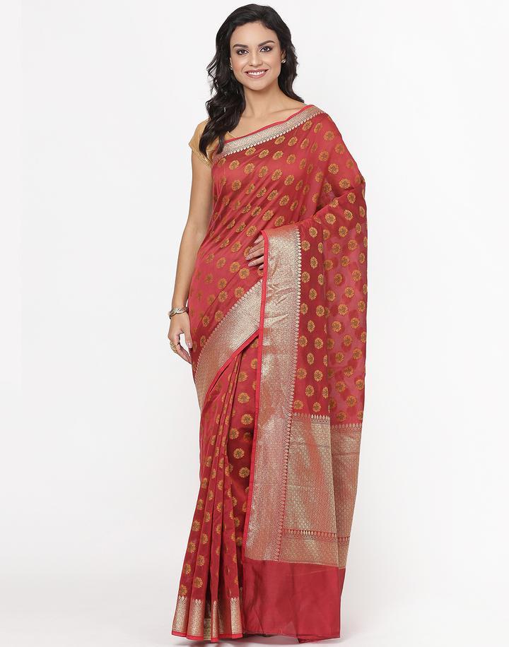 Purple Cotton Woven Saree