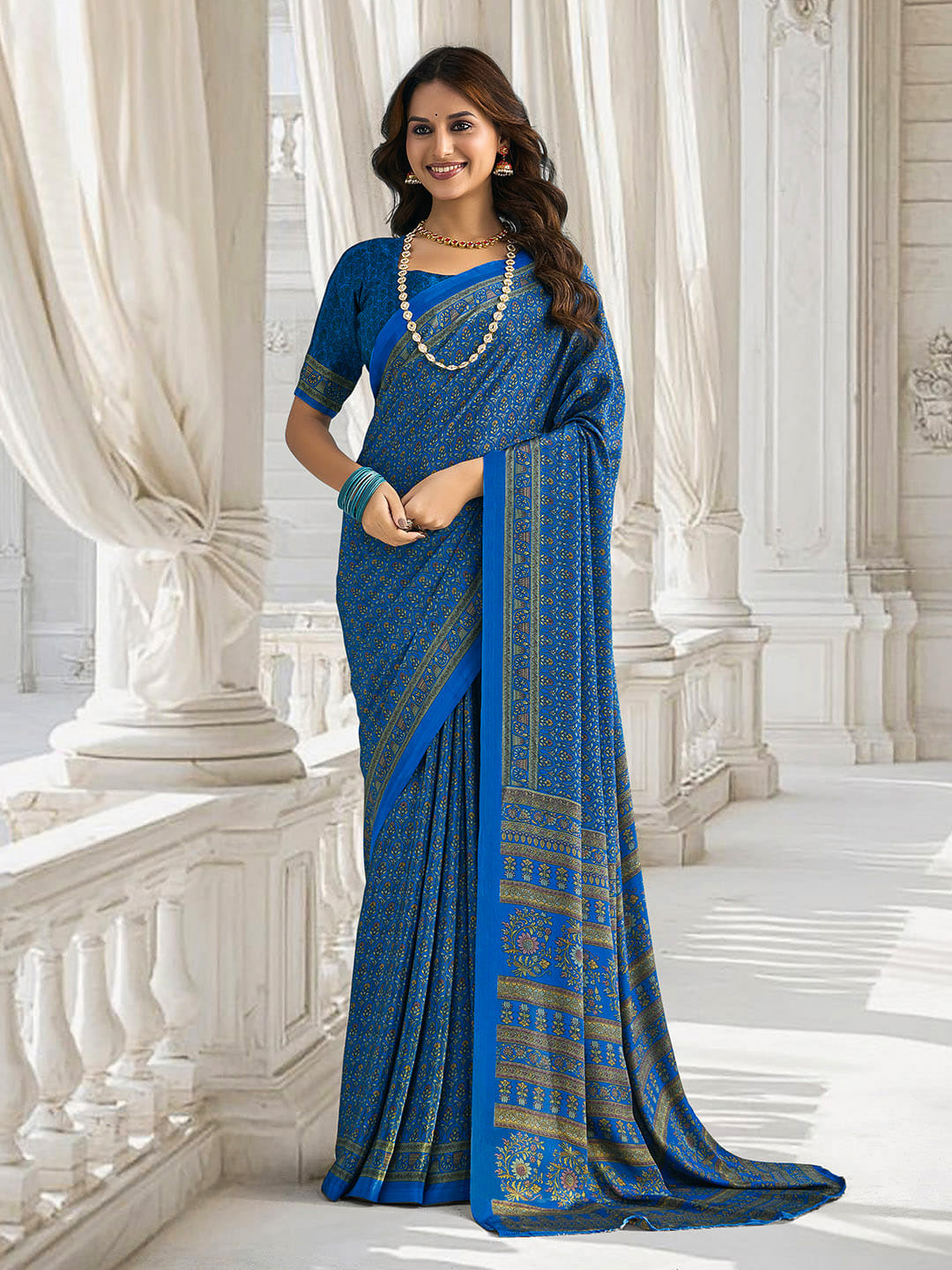 Printed Crepe Saree
