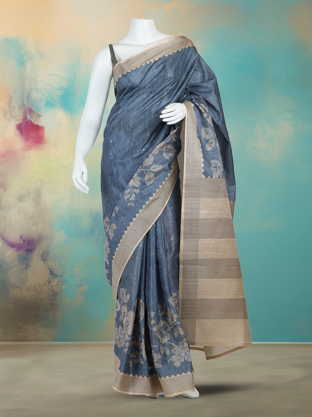 Printed Tussar Saree