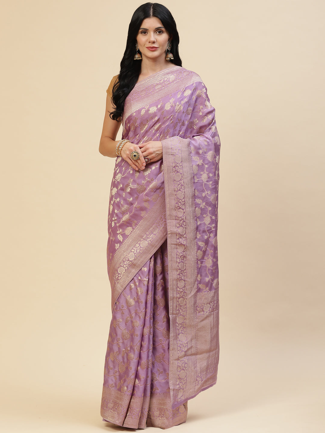 Zari Jaal Satin Woven Saree