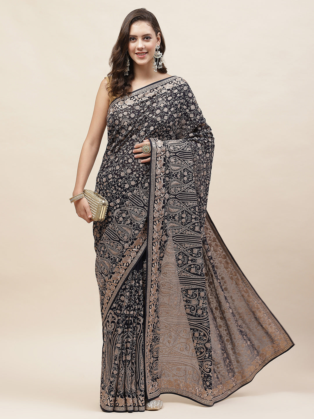 Resham Jaal Embroidery Georgette Saree