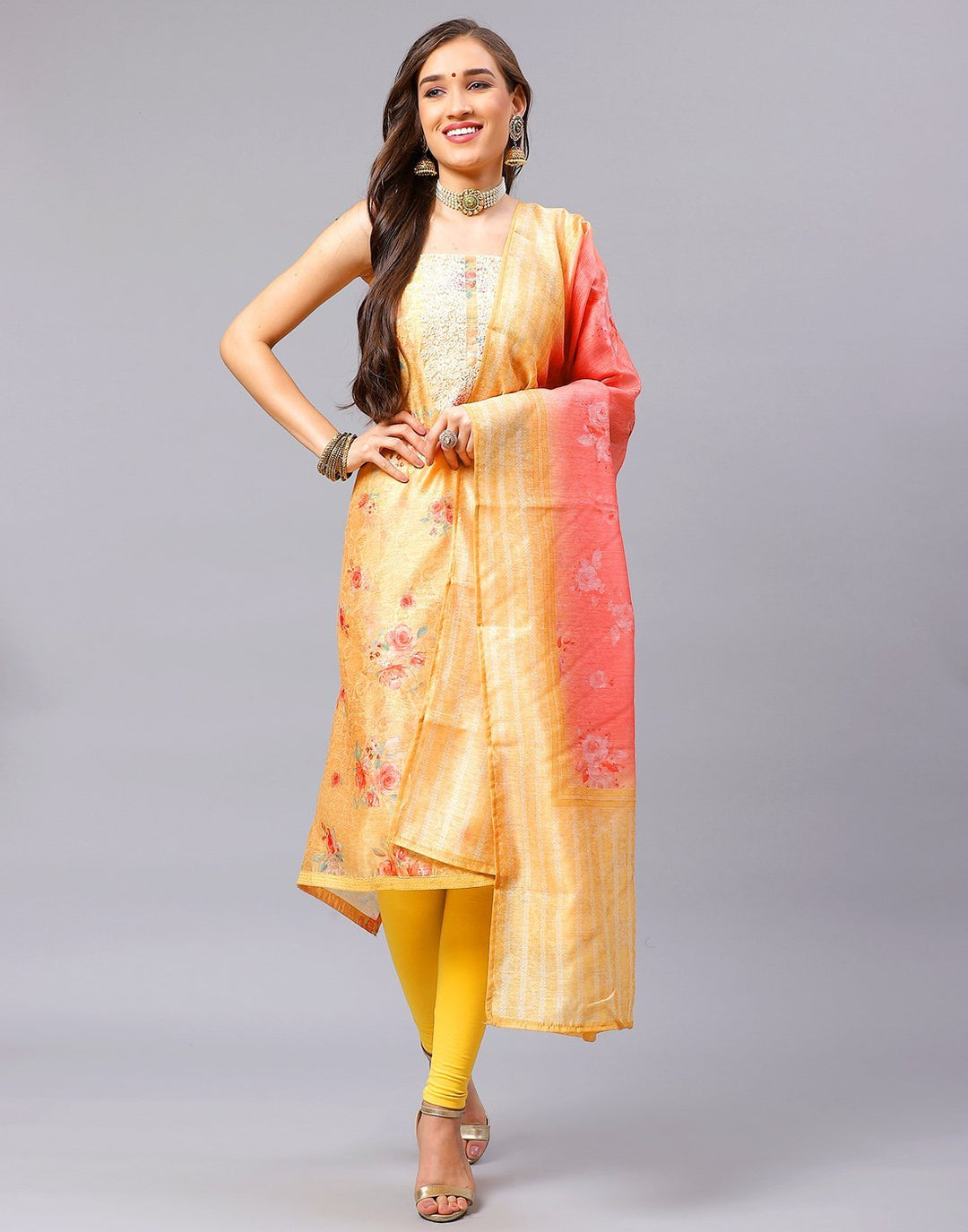 Chanderi Embroidered Suit Piece