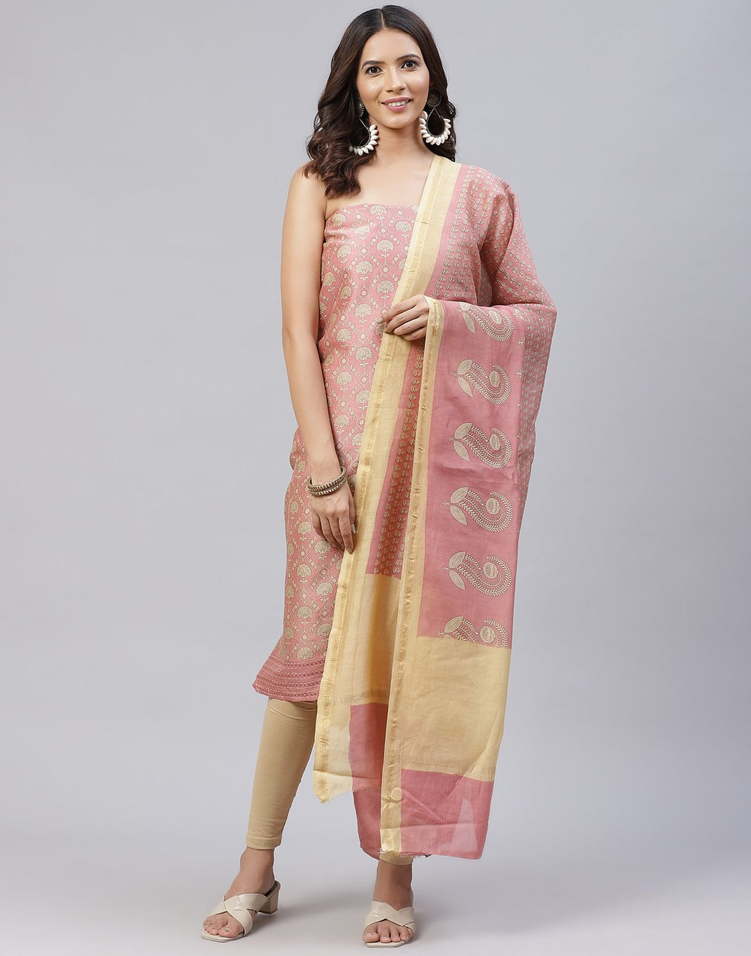 Printed Chanderi Suit Piece