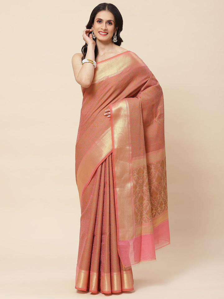 Resham Zari Booti Woven Cotton Saree