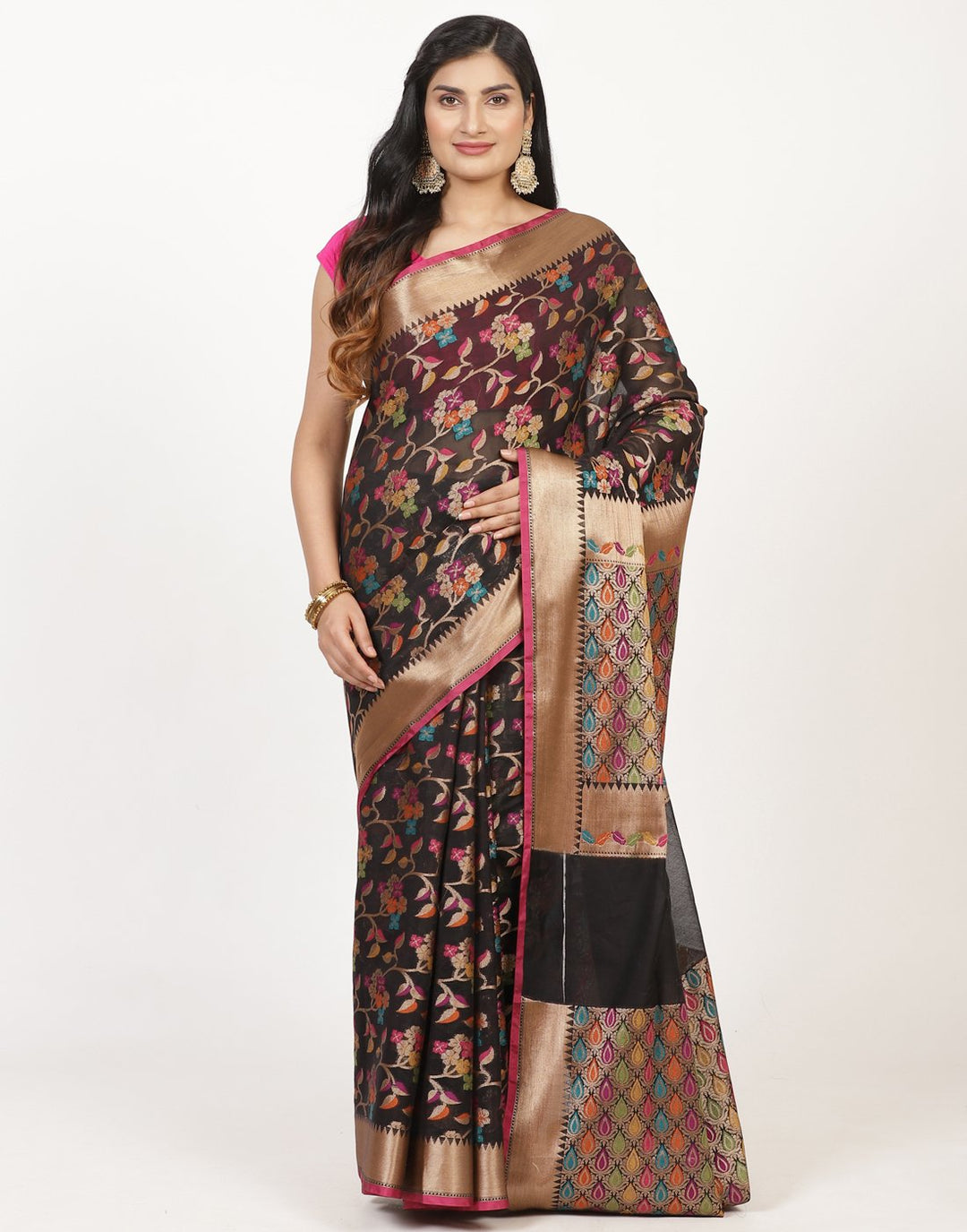 MBZ Meena Bazaar-Rani Cotton Woven Saree