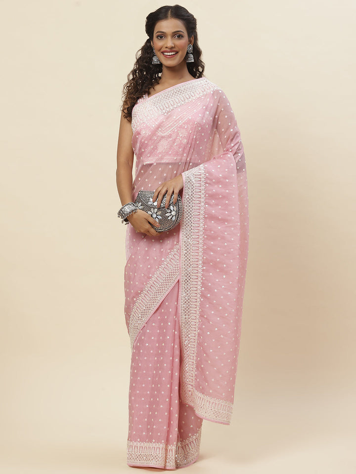 Embroidered Organza Saree