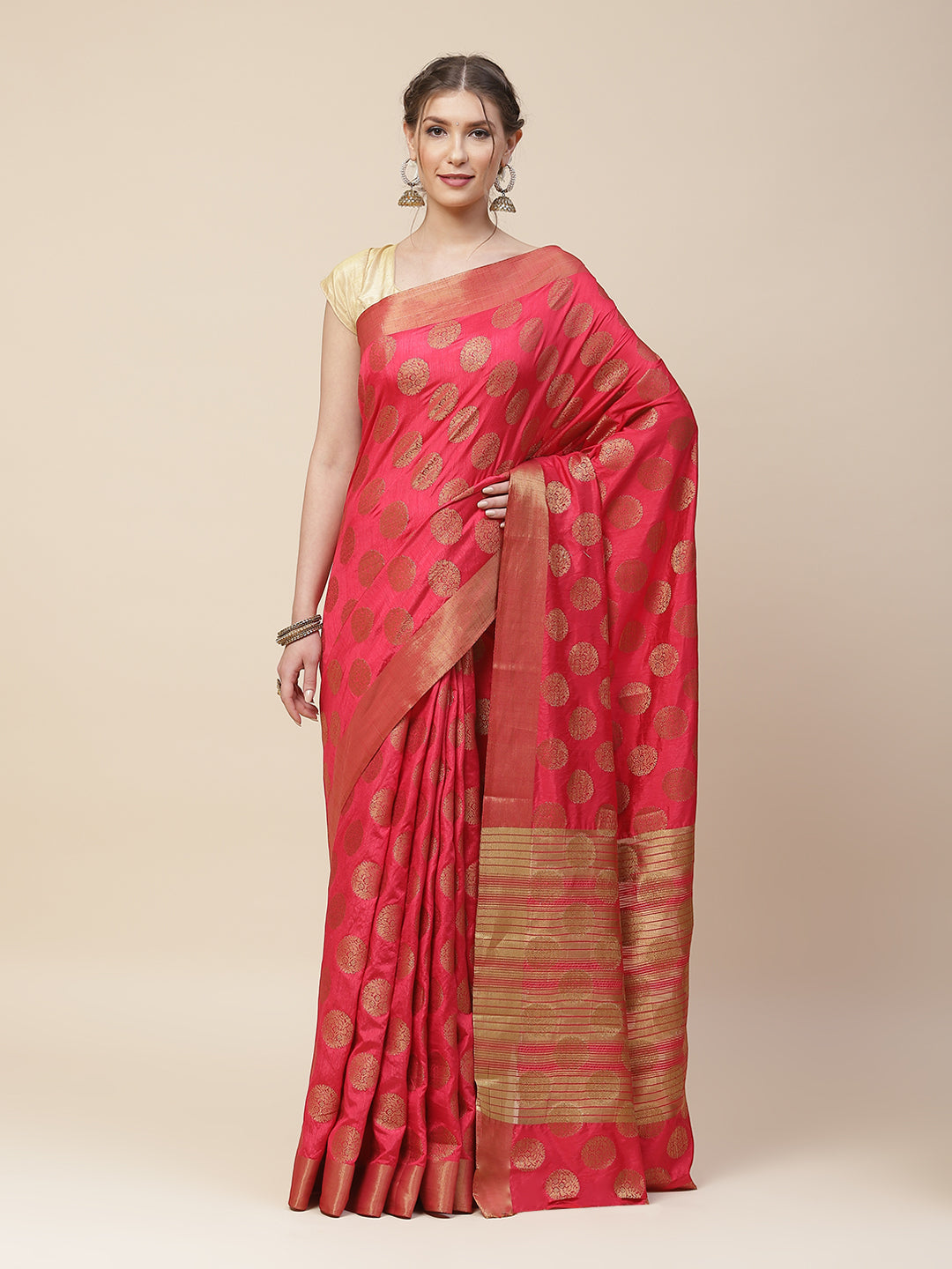 Ethnic Motifs Art Handloom Woven Saree