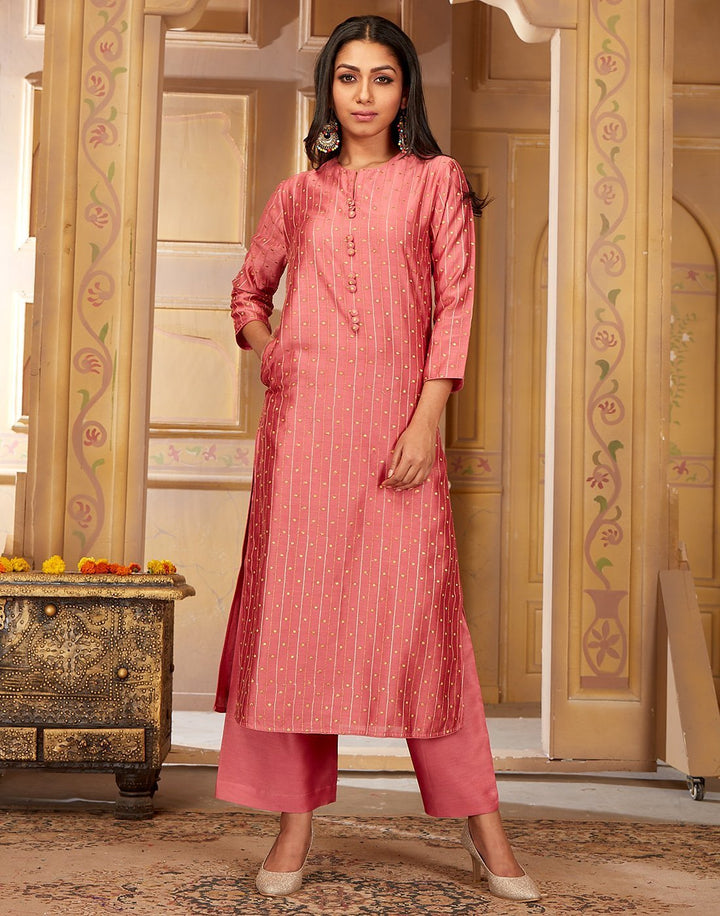 Straight Chanderi Cotton Kurta with Plazzo Pants
