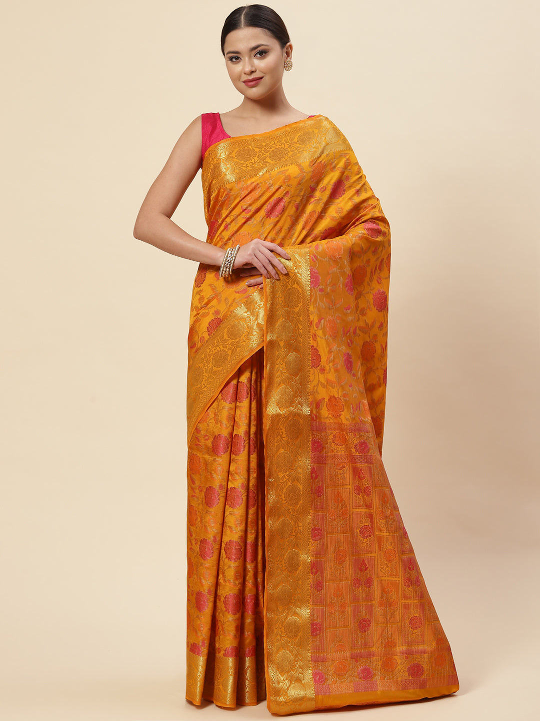 Floral Zari Jaal Handloom Woven Saree