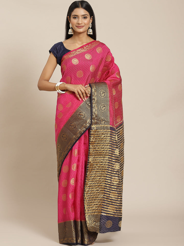 Zari Border Booti Art Handloom Woven Saree