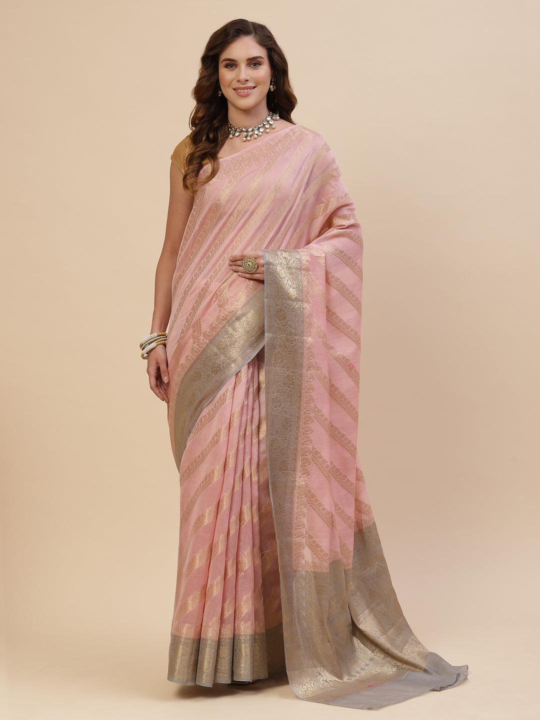 Zari Jaal Cotton Woven Saree