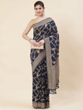 Floral Zari Jaal Georgette Plain Saree