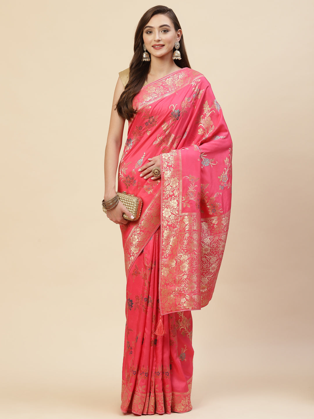 Floral Zari Jaal Handloom Woven Saree