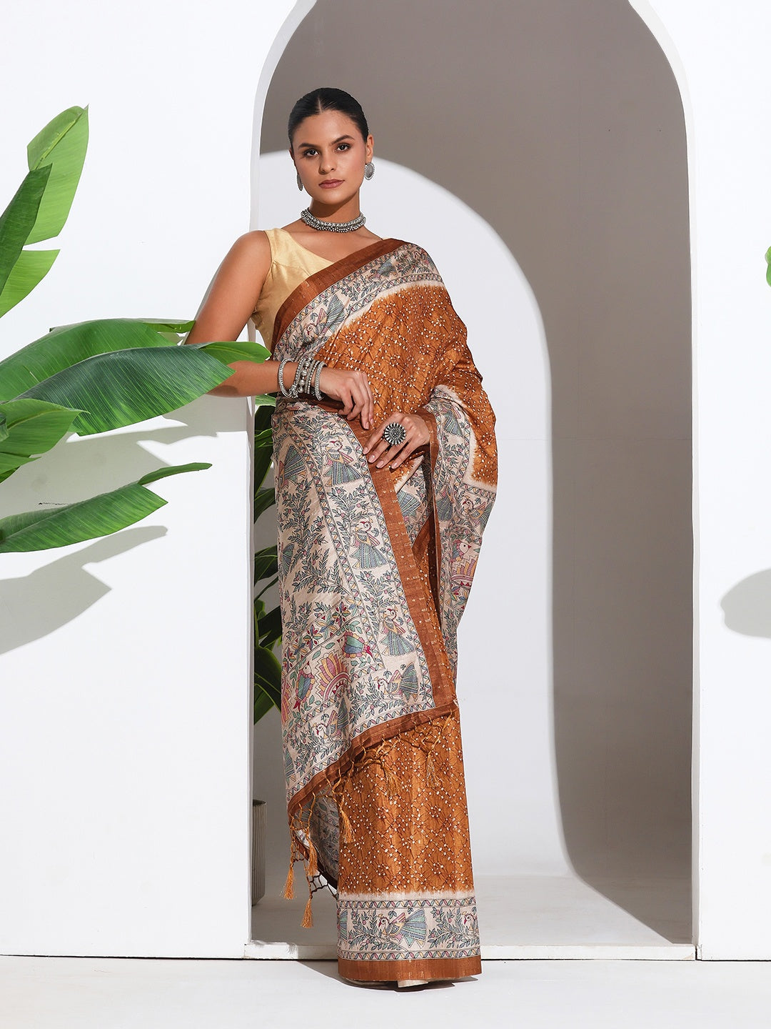 Printed Tussar Silk Saree
