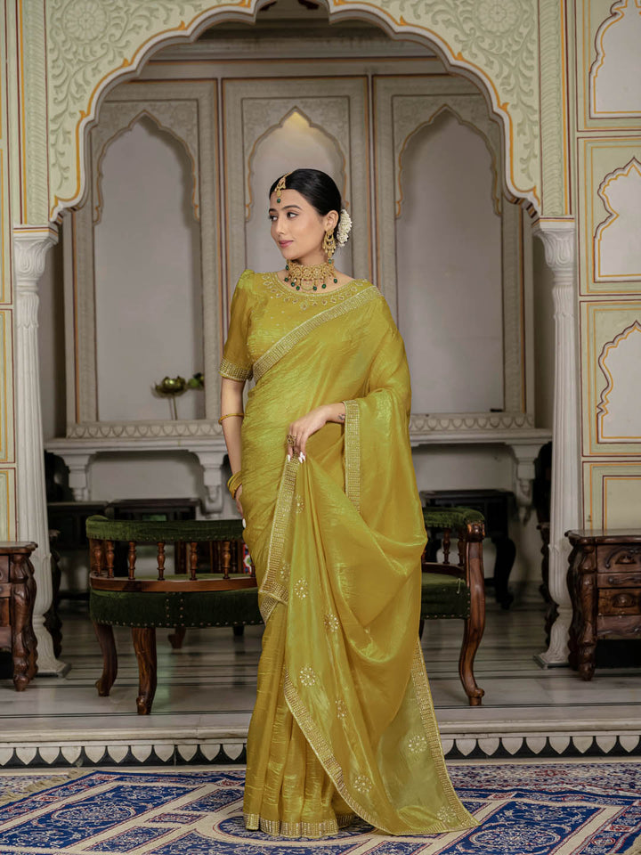 Stone Embroidery Organza Saree