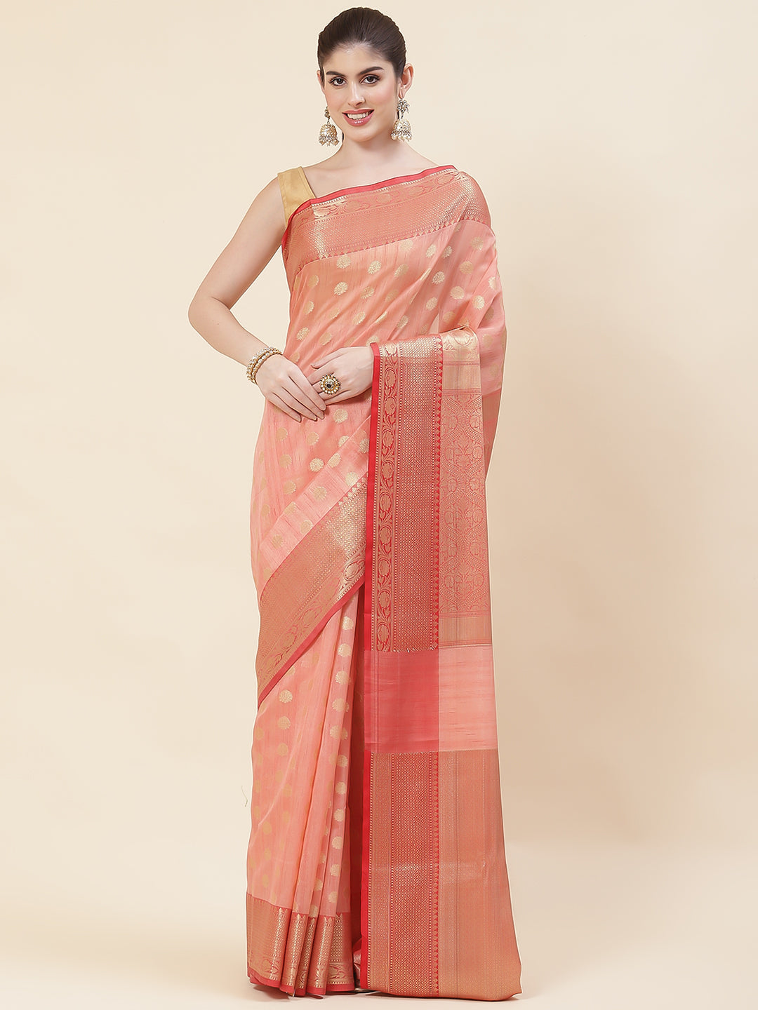 Zari Booti Cotton Woven Saree