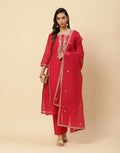 Embroidered Cotton Chanderi Salwar Kameez Stitched Suit With Chanderi Dupatta
