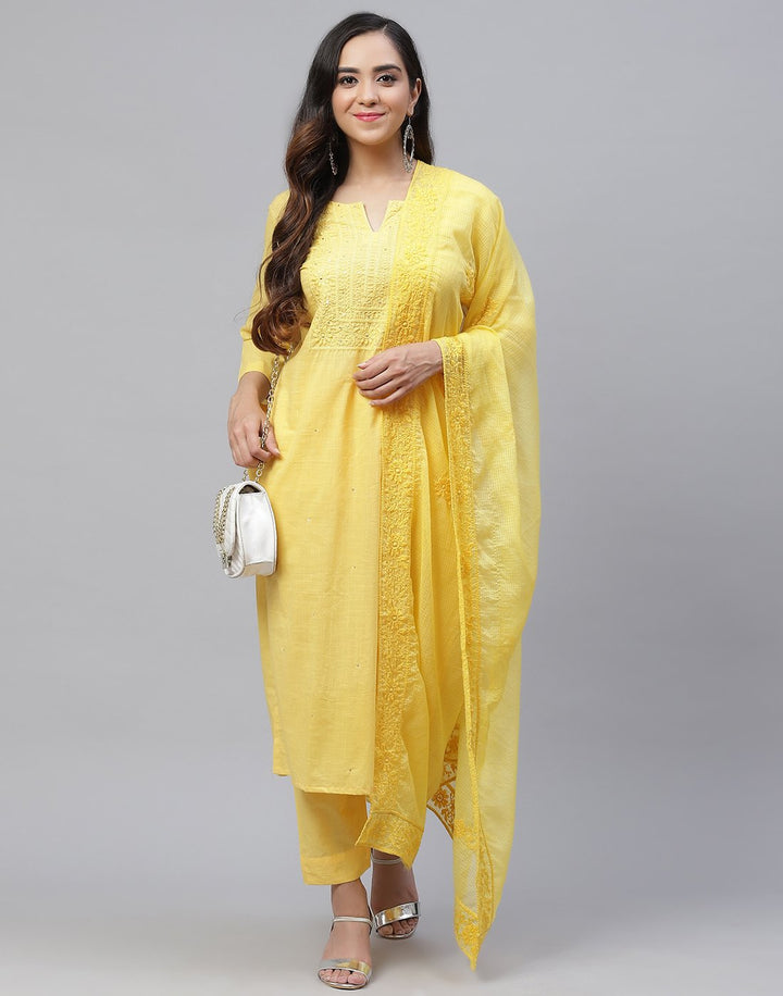 Printed Stitched Cotton Salwar Kameez With Dupatta