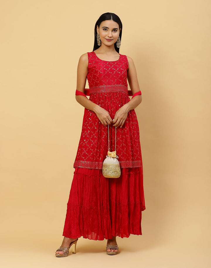 Sequence Art Crepe Salwar Kameez Stitched Suit With Georgette Dupatta