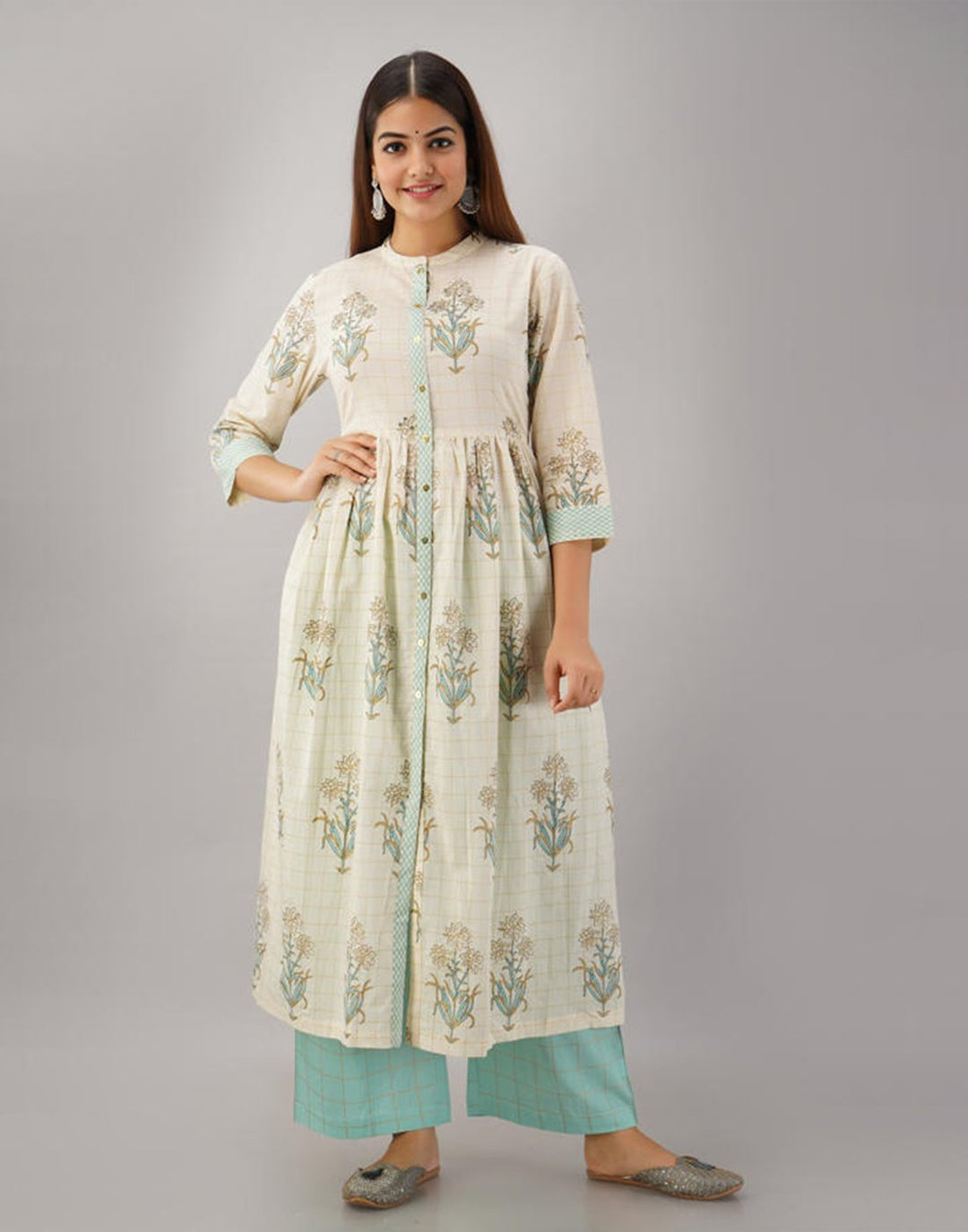 Printed Cotton Anarkali Kurti With Pant