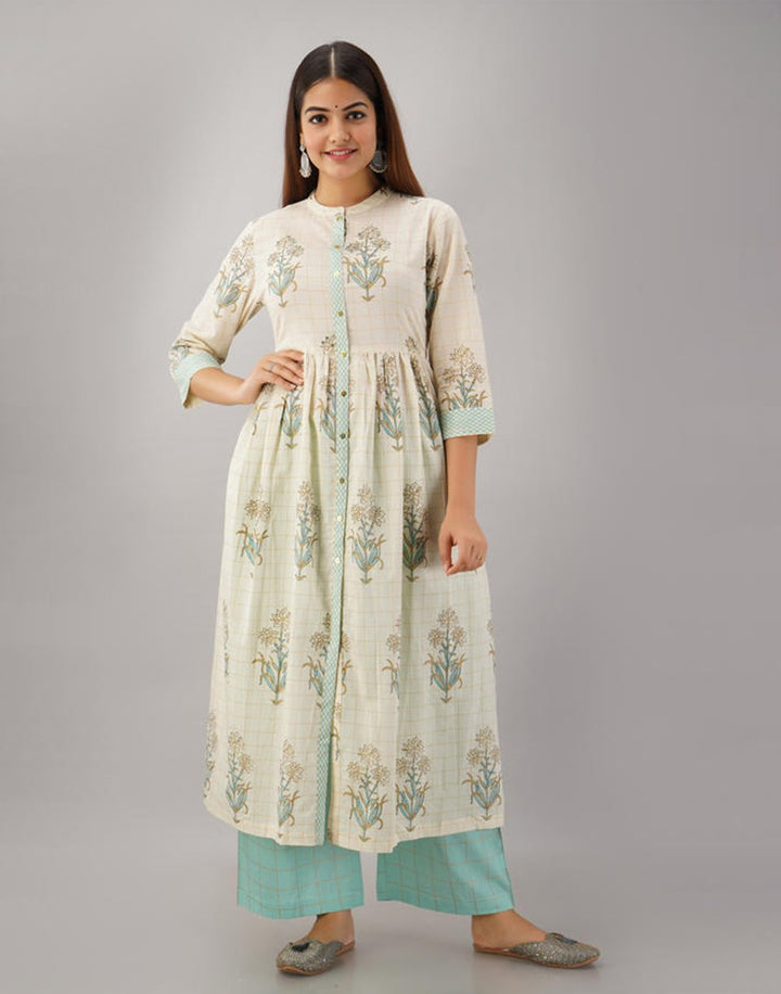 Printed Cotton Anarkali Kurti With Pant