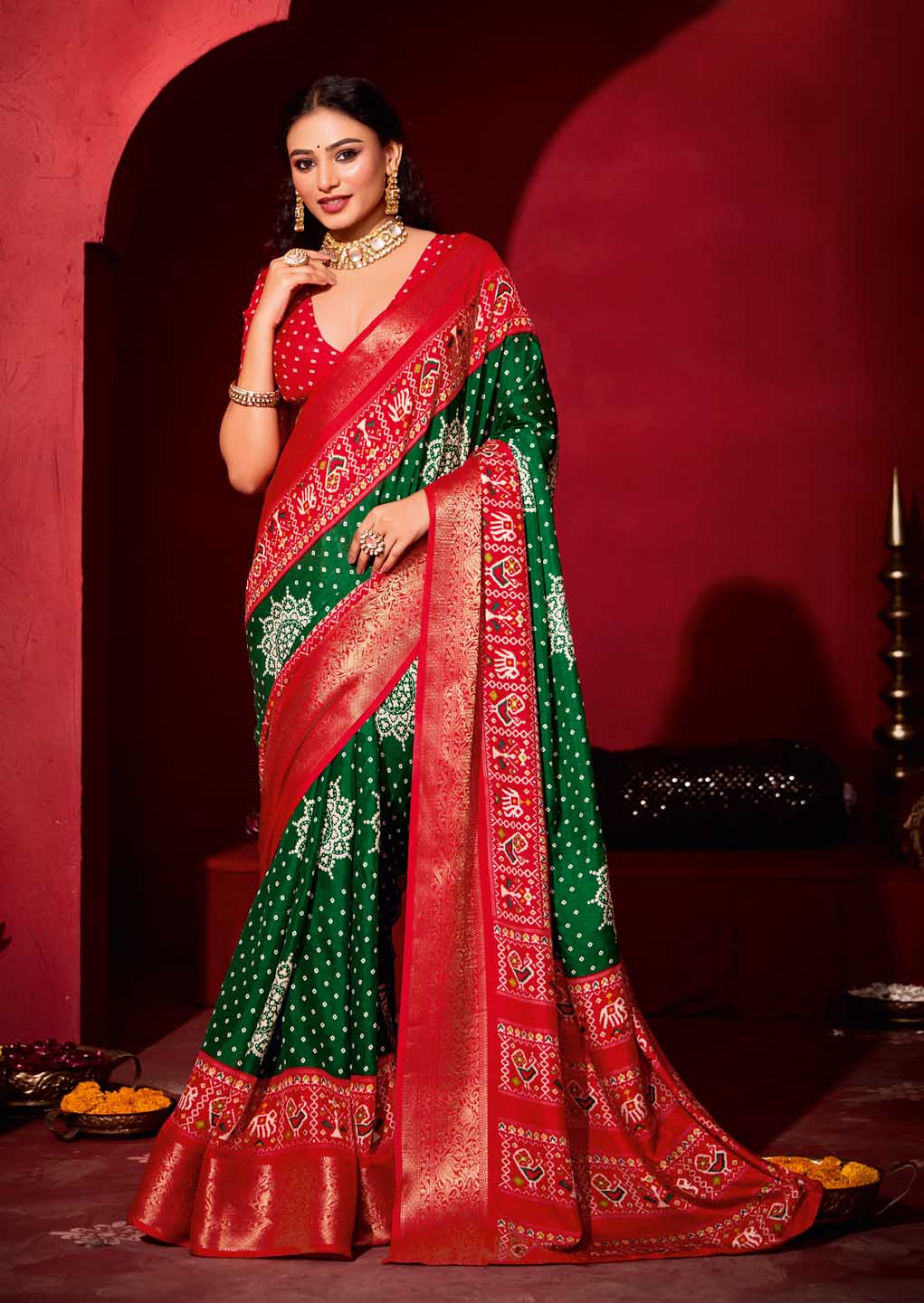 Bandhani Printed Art Silk Saree