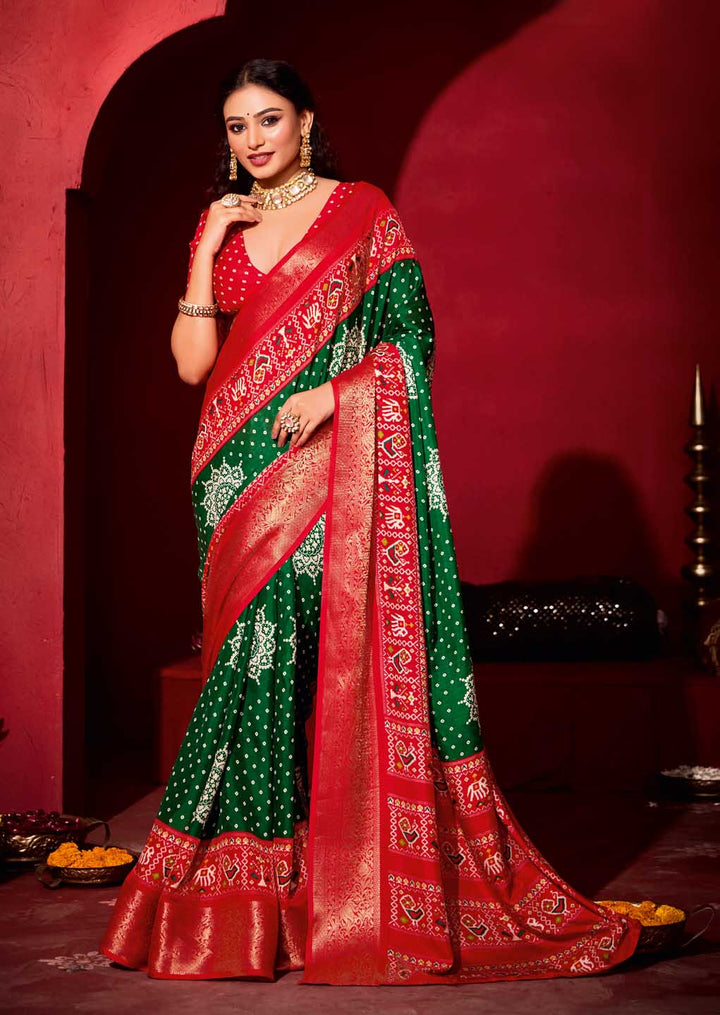 Bandhani Printed Art Silk Saree