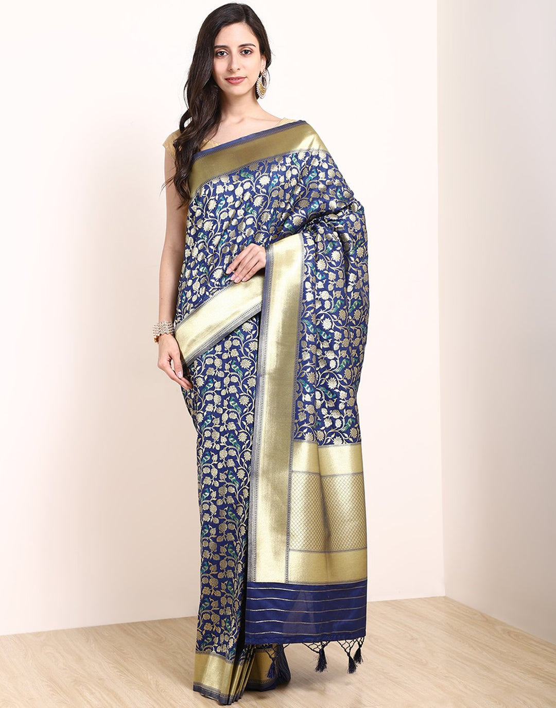 Navy Blue Banarasi Art Handloom Saree