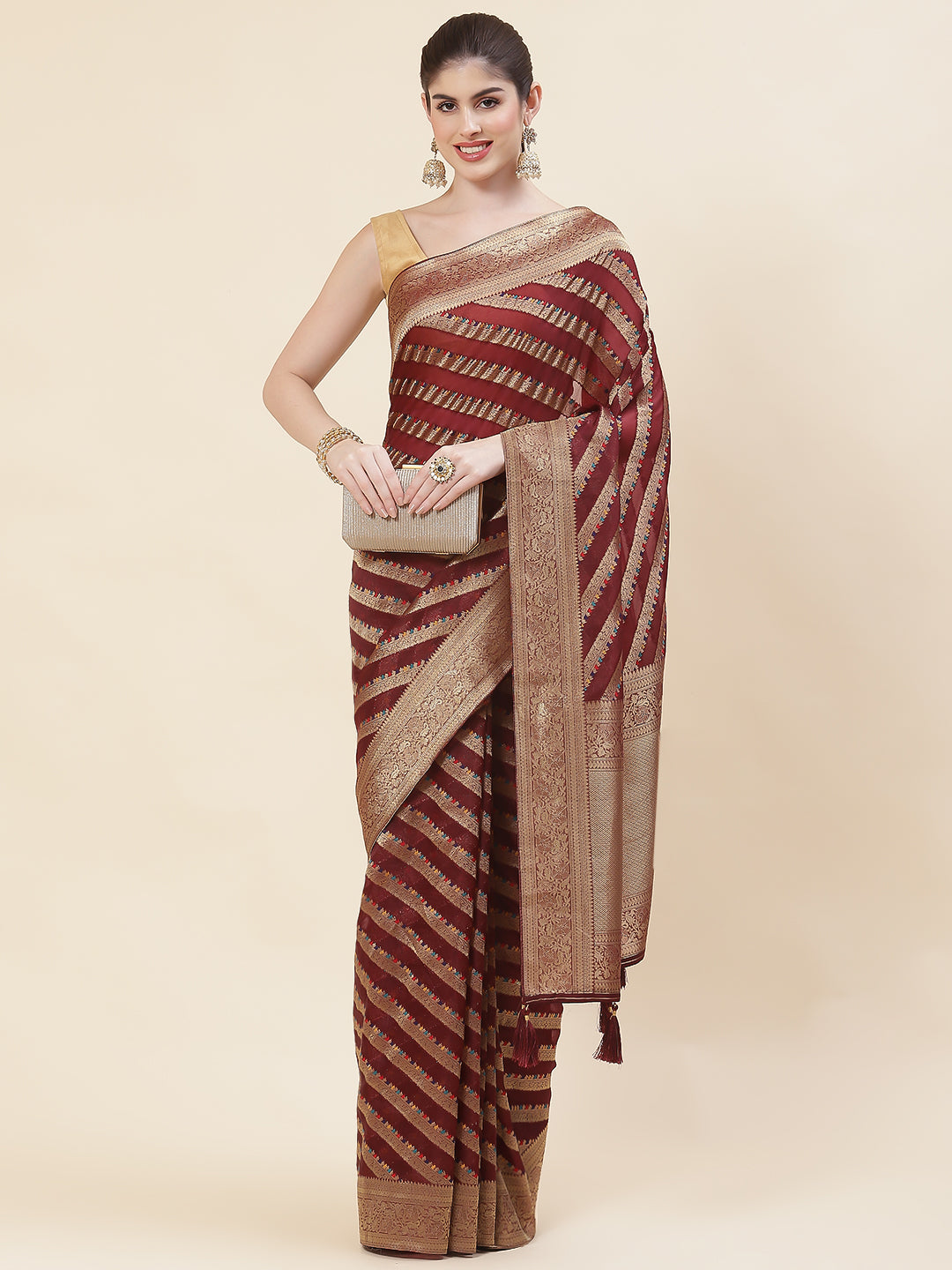 Zari Jaal Organza Woven Saree