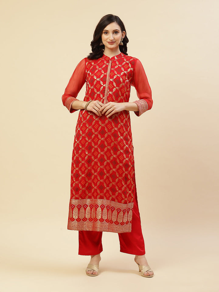 Embroidered Georgette Kurti With Pant