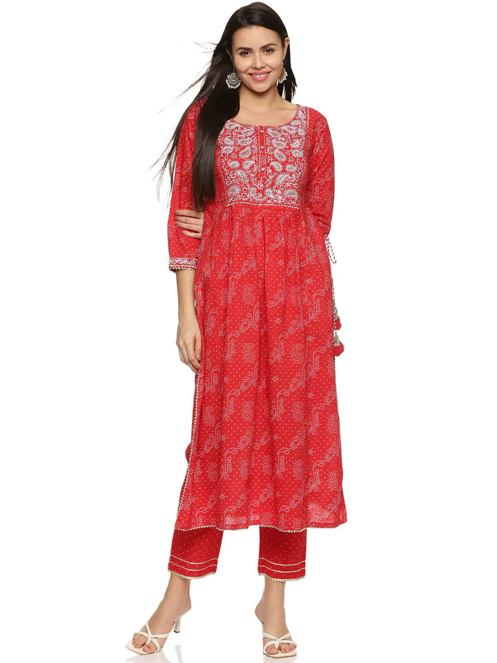 Printed Cotton Kurta With Pants