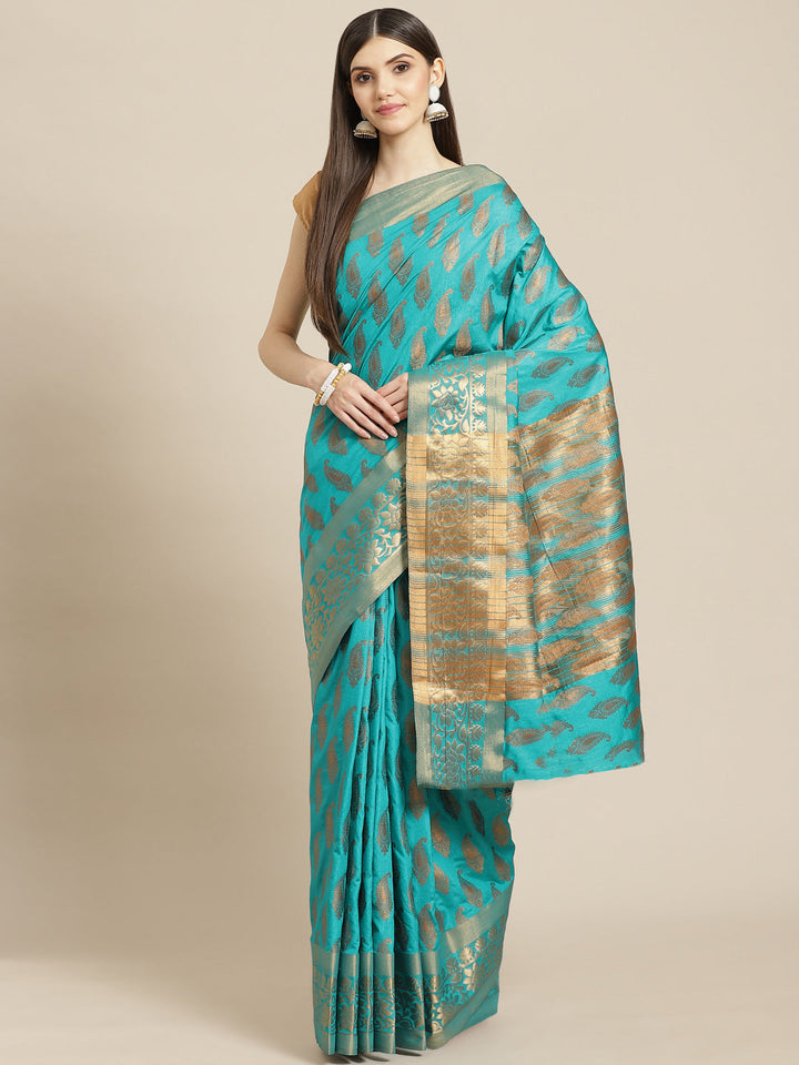Zari Border Booti Art Handloom Woven Saree