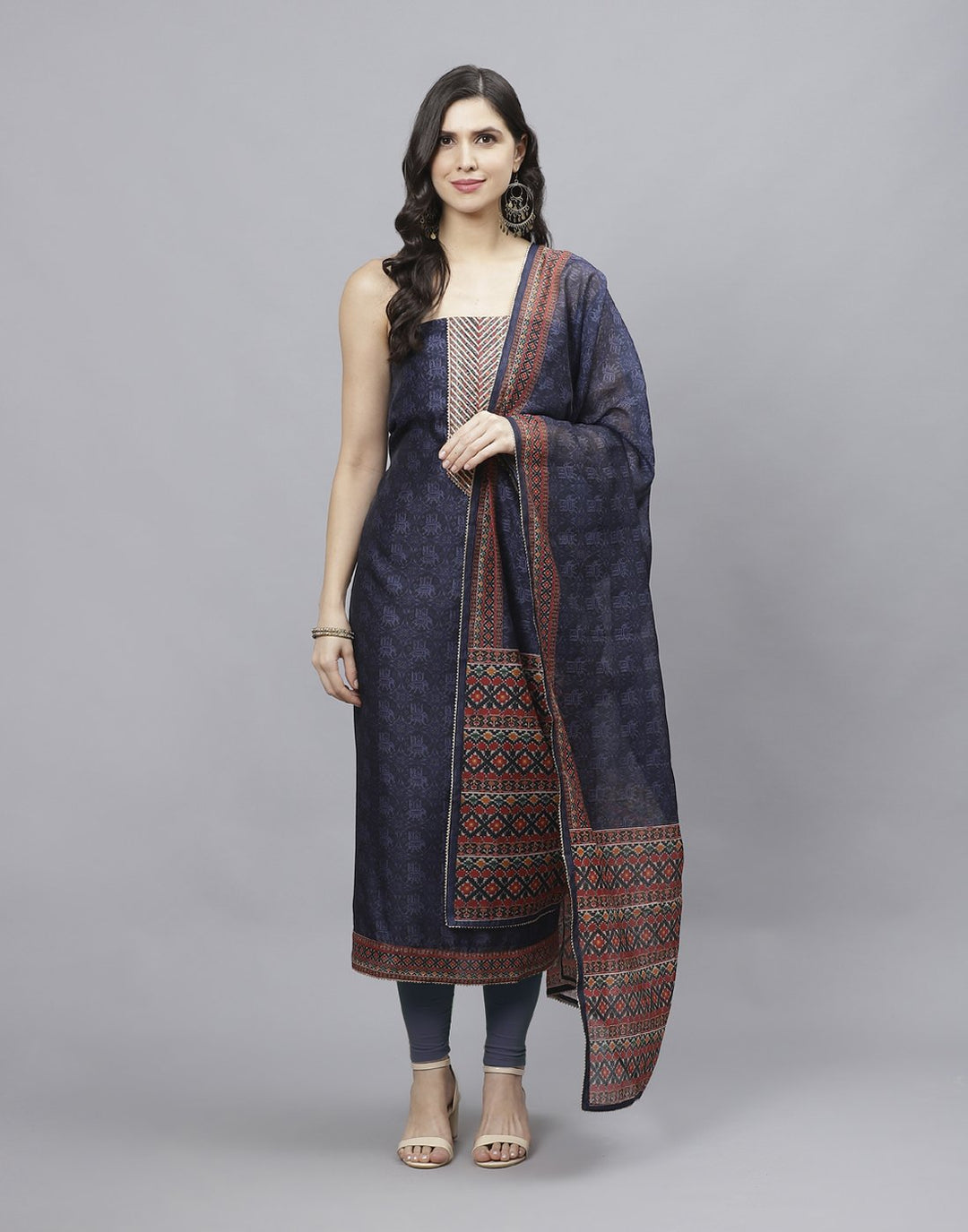 Printed Chanderi Suit Piece