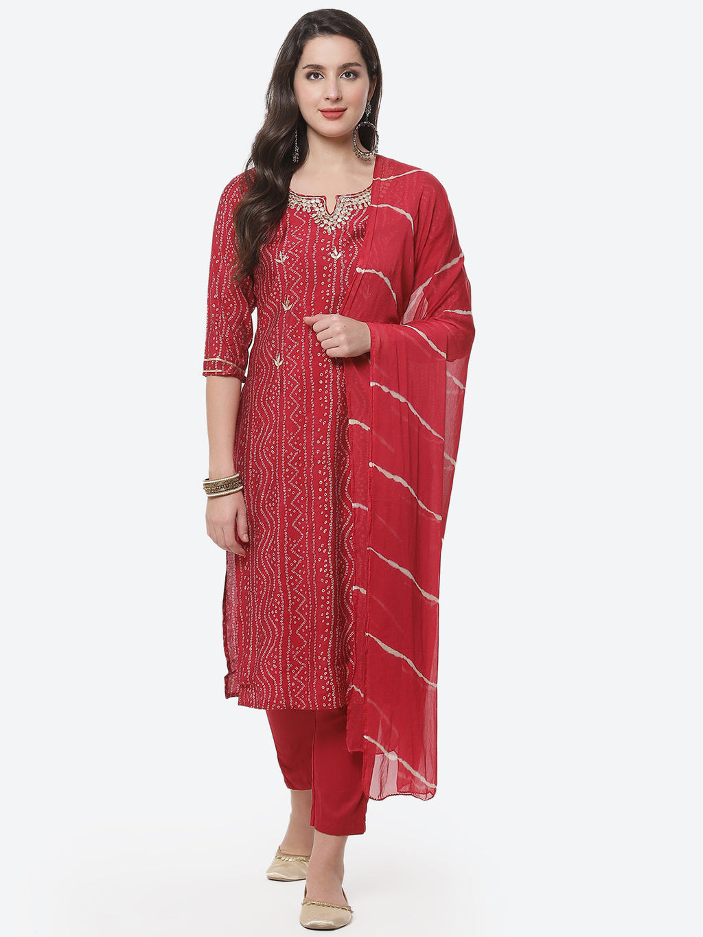 Cotton Muslin Printed Kurti With Pant And Dupatta