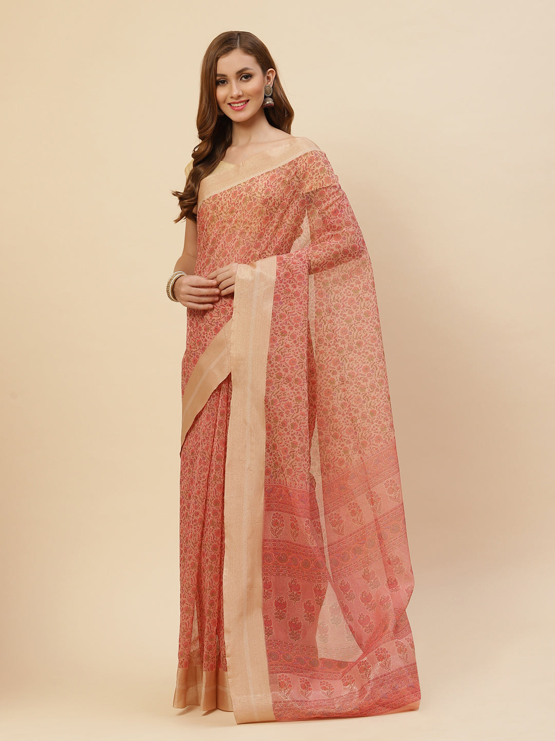 Floral Printed Cotton Saree