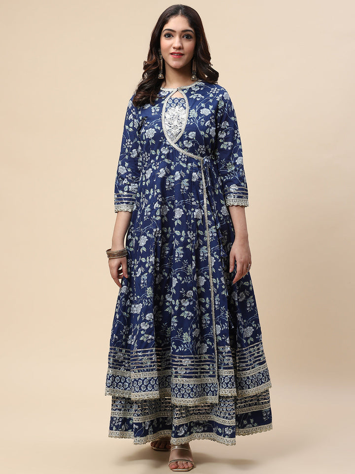 Printed Cotton Double Layer Anarkali Kurta