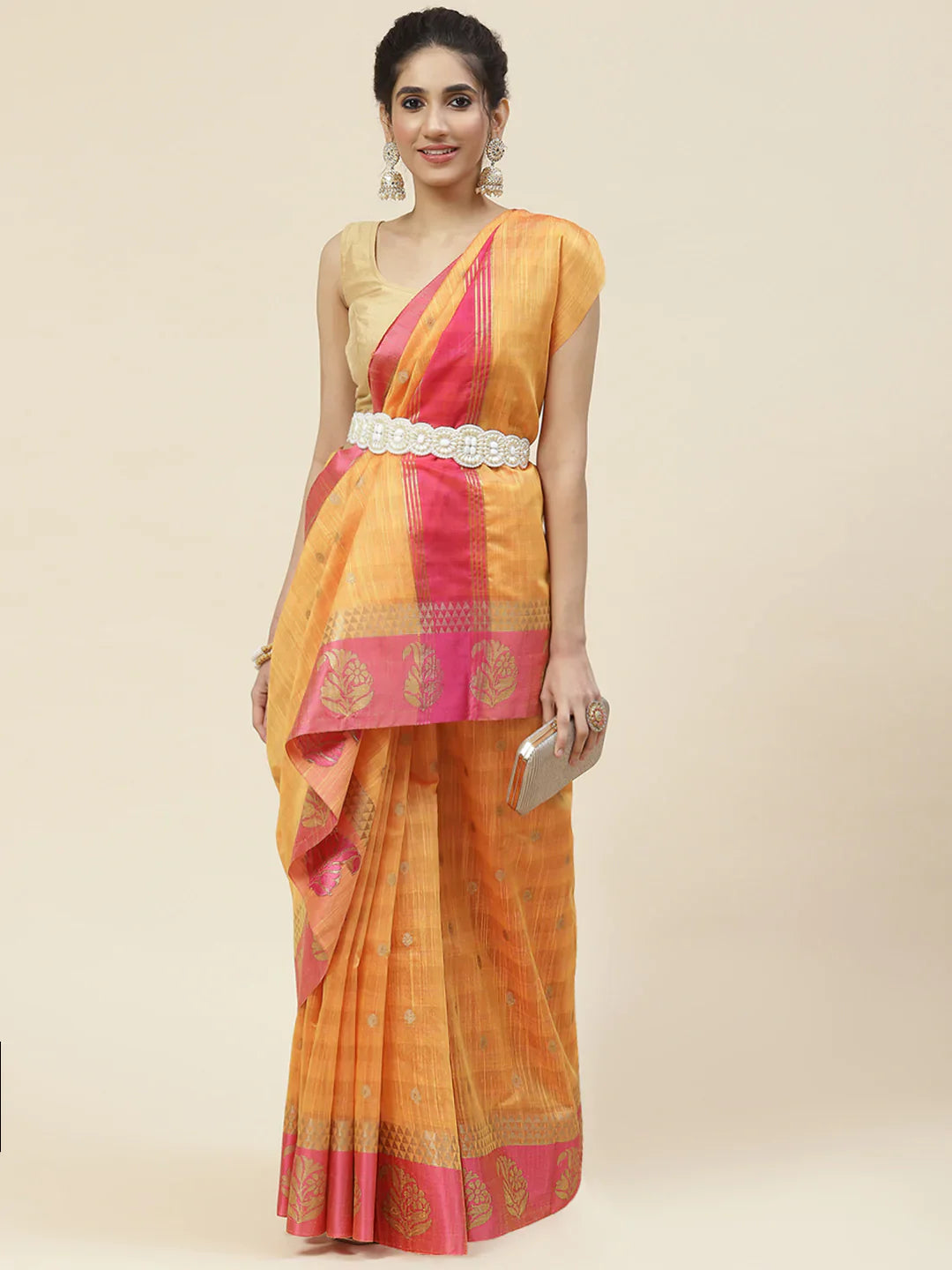 Zari Booti Cotton Woven Saree