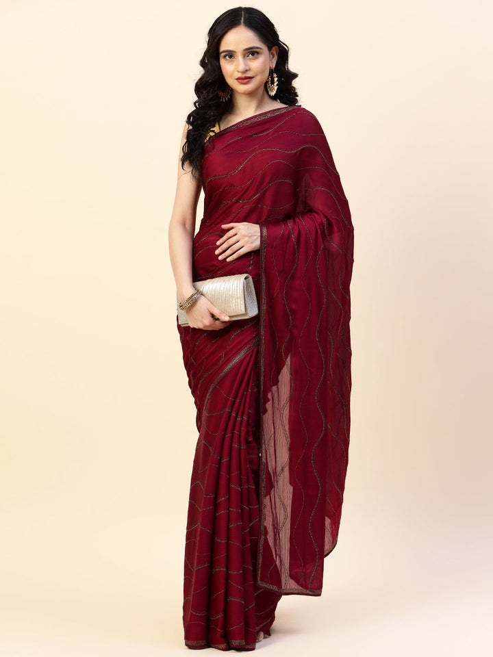 Swarovski Jaal Embroidered Chiffon Saree