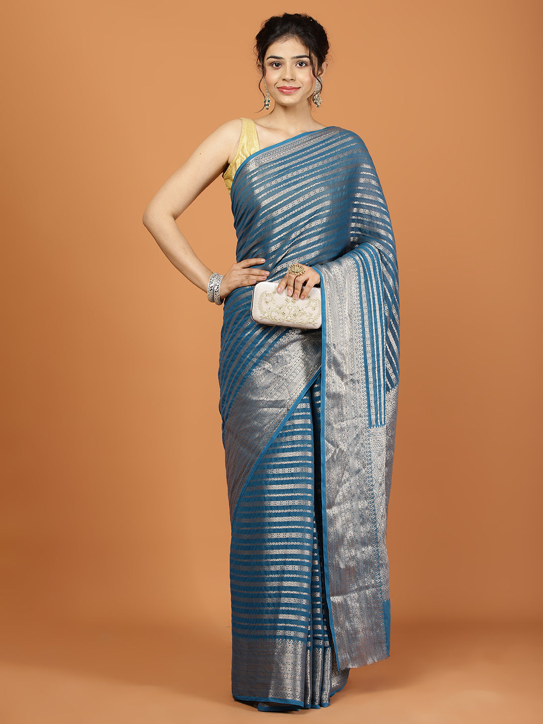 Zari Border Woven Georgette Saree