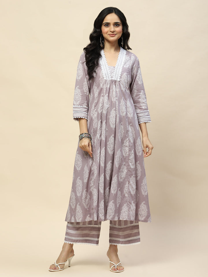 Printed Cotton Kurta With Pants