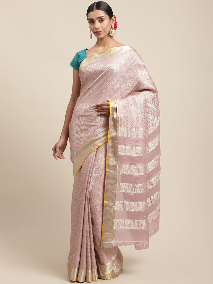 Brocade Zari Jaal Crepe Plain Saree