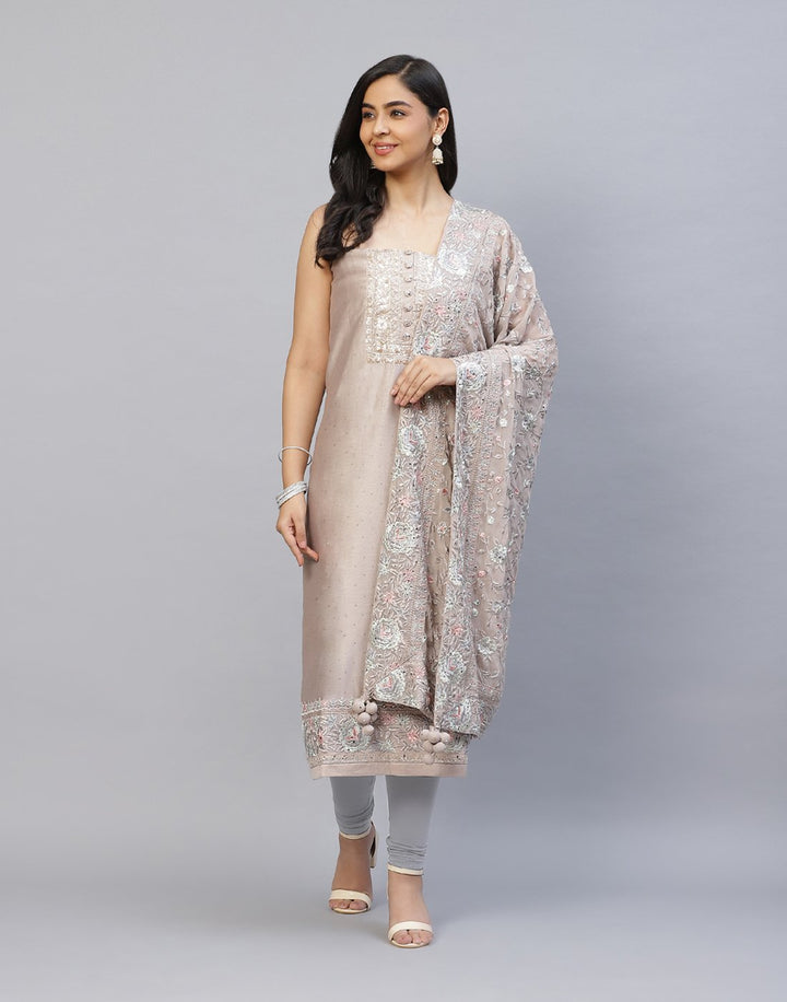 Embroidered Cotton Chanderi Suit Piece