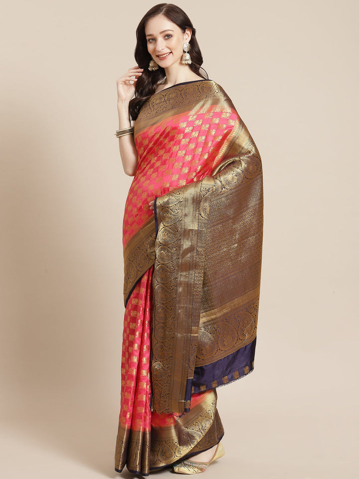 Zari Border Booti Art Handloom Woven Saree
