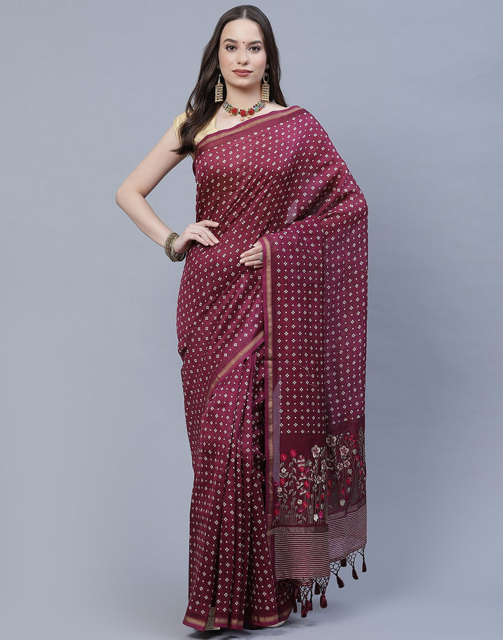 Printed Cotton Chanderi Saree