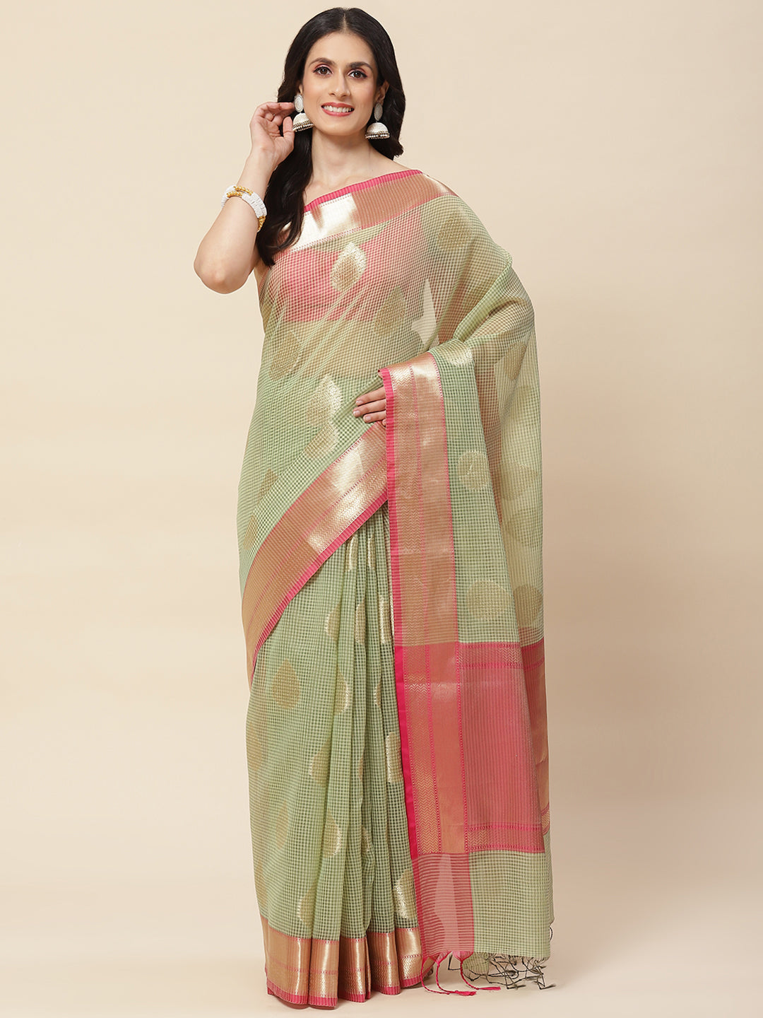 Zari Booti Woven Cotton Saree