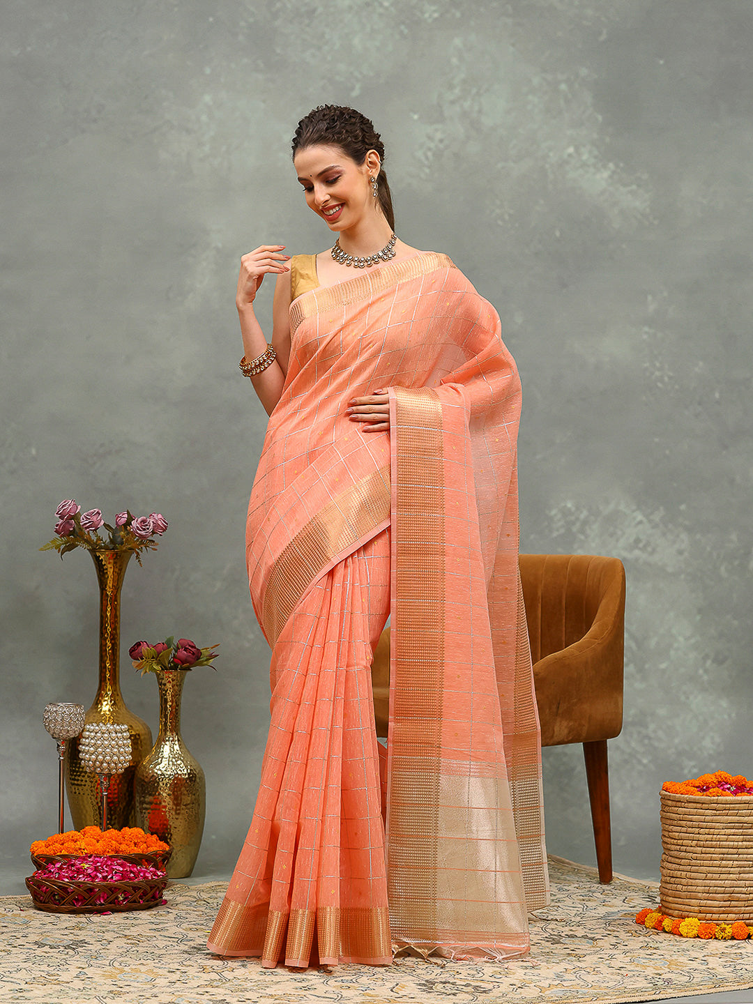 Woven Design Cotton Blend Saree