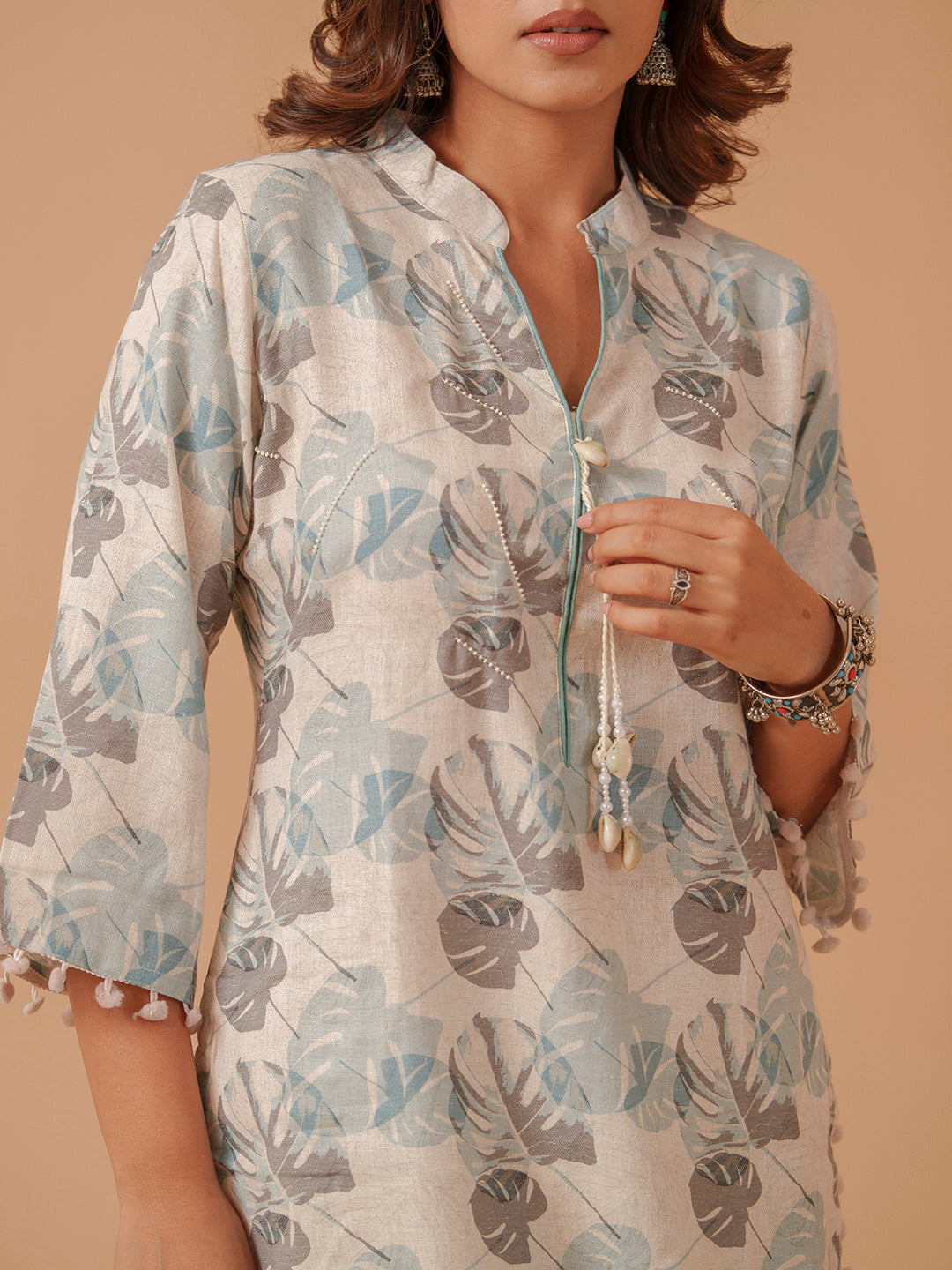 Printed Cotton Blend Kurta With Pants